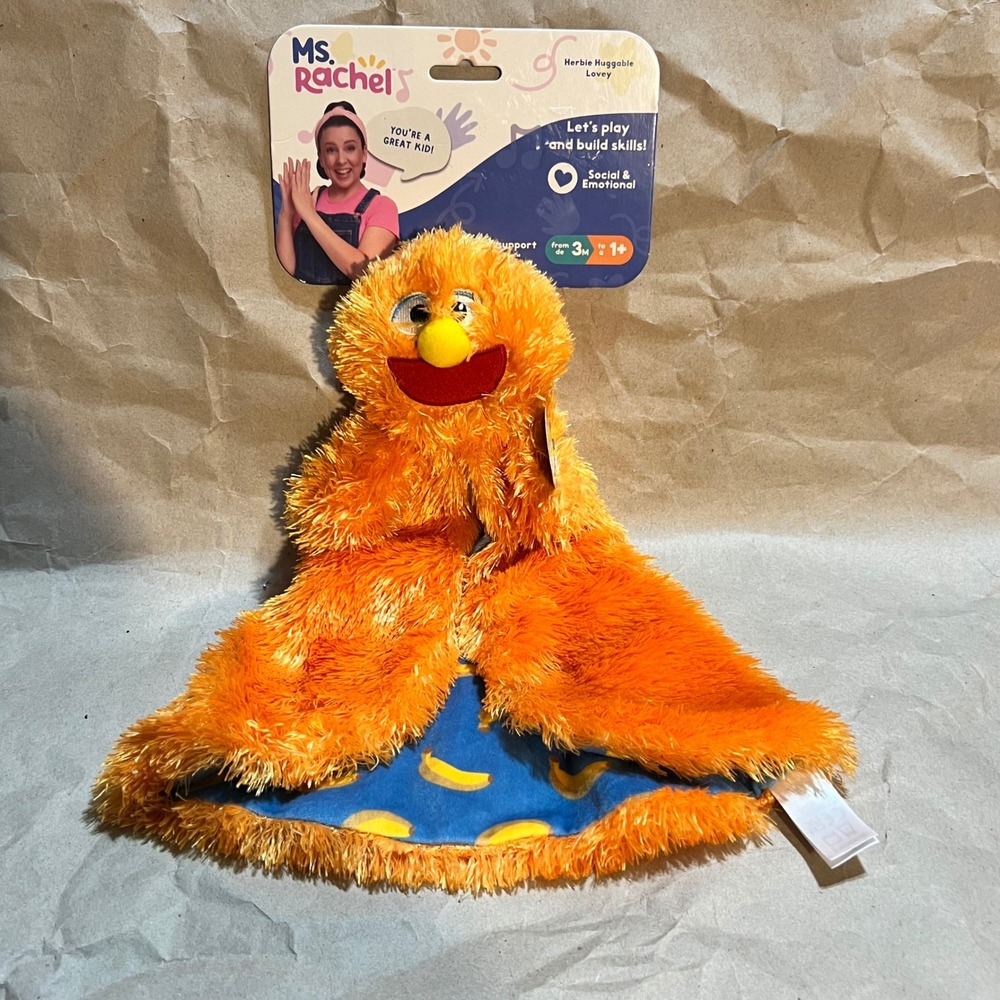 Ms.‎ Rachel Herbie Huggable Lovey Orange Banana Print Plush Security Blanket